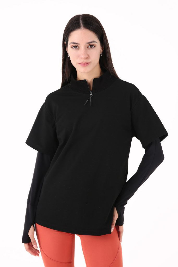 Scorp Chill Kadın Uzun Kollu Koşu Tişörtü Sweatshirt Siyah