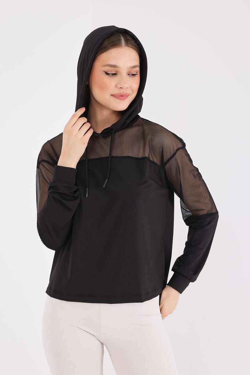 Scorp Katie Kadın Kapüşonlu Spor Sweatshirt Siyah