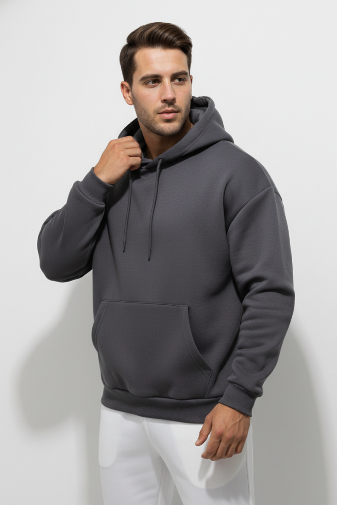 Scorp Origin Erkek Kapüşonlu Sweatshirt Cepli 3 İplik Hoodie Antrasit