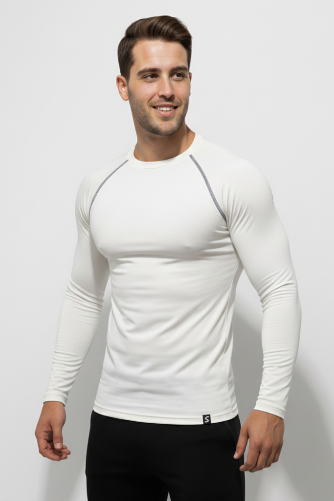 Scorp Thermo-Fit Erkek Termal İçlik Üst Kayak İçliği Bisiklet Yaka Beyaz