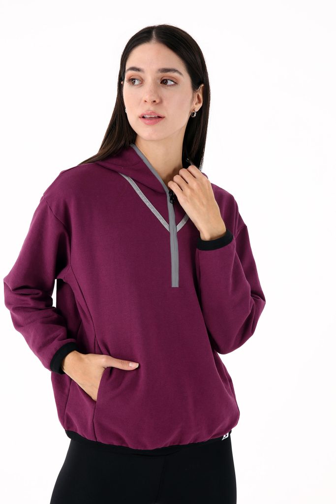 Scorp Tracer Kadın Spor Koşu Sweatshirt Mürdüm