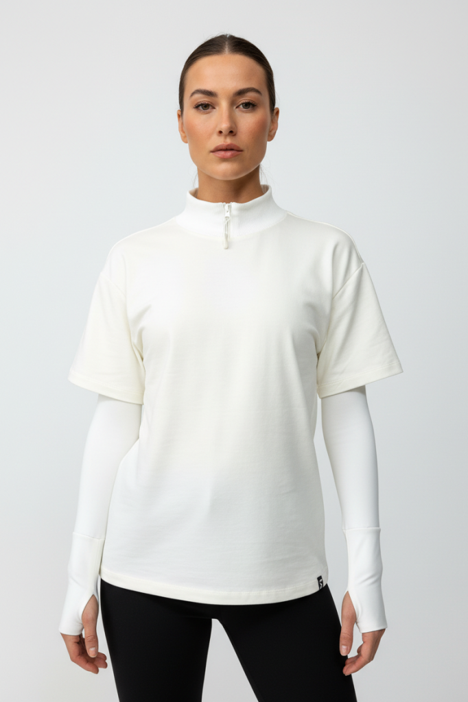 Scorp Chill Kadın Uzun Kollu Koşu Tişörtü Spor Sweatshirt Ekru