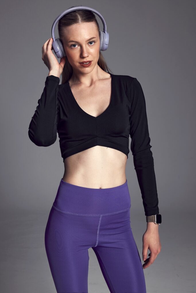 Scorp Electra Kadın Uzun Kollu Crop Spor Bluz Siyah