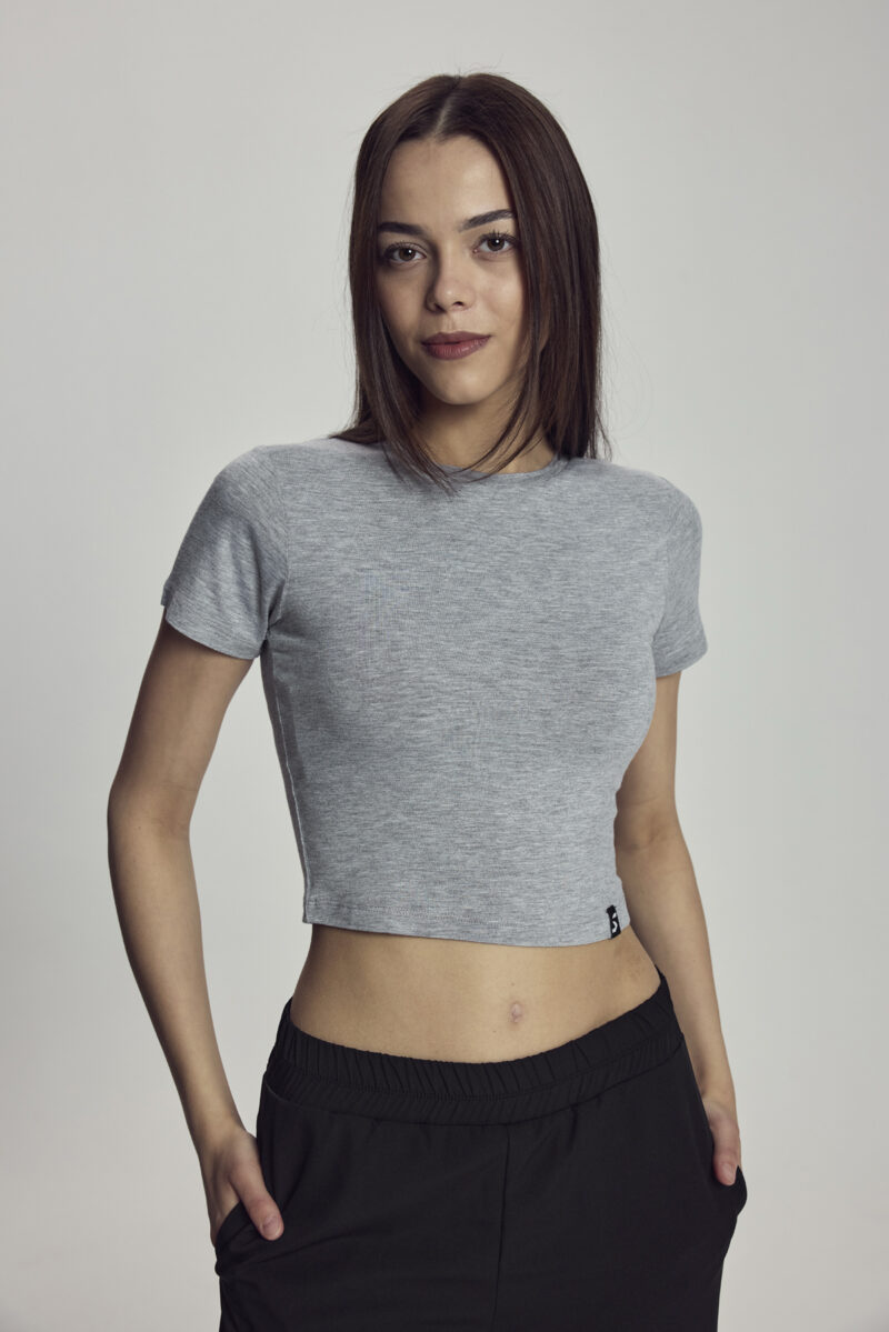 Scorp Lyra Kadın Crop Bambu Tişört Gri