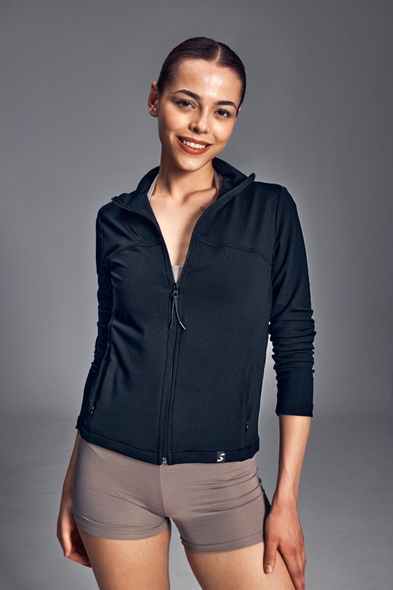 Scorp Vesta Kadın Fermuarlı Koşu Sweatshirt Siyah